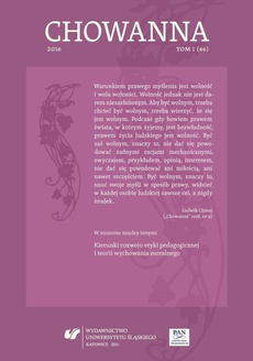 The cover of the book titled: „Chowanna” 2016. T. 1 (46): Kierunki rozwoju etyki pedagogicznej i teorii wychowania moralnego
