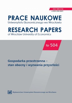 The cover of the book titled: Prace Naukowe Uniwersytetu Ekonomicznego we Wrocławiu nr. 504. Gospodarka przestrzenna - stan obecny i wyzwania przyszłości