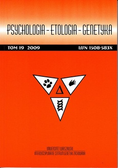 Обложка книги под заглавием:Psychologia-Etologia-Genetyka nr 19/2009