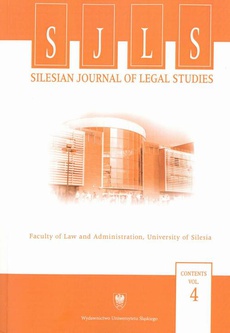 The cover of the book titled: „Silesian Journal of Legal Studies”. Contents Vol. 4