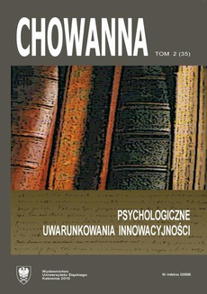 The cover of the book titled: "Chowanna" 2010, R. 53 (66), T. 2 (35): Psychologiczne uwarunkowania innowacyjności