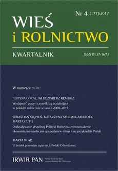 Okładka książki o tytule: Wieś i Rolnictwo nr 4(177)/2017