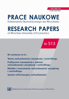 The cover of the book titled: Prace Naukowe Uniwersytetu Ekonomicznego we Wrocławiu nr. 513. Teoria rachunkowości zarządczej i controllingu