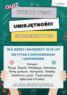 The cover of the book titled: Wielki Test Umiejętności Społecznych dla dzieci i młodzieży 10-15 lat e-book. Pomoc edukacyjna do druku