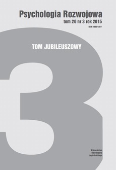 The cover of the book titled: Psychologia Rozwojowa, t. 20 nr 3 rok 2015