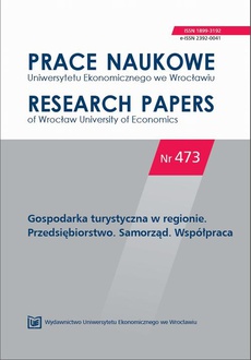 The cover of the book titled: Prace Naukowe Uniwersytetu Ekonomicznego we Wrocławiu nr 473. Gospodarka turystyczna w regionie. Przedsiębiorstwo. Samorząd. Współpraca