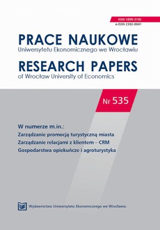 The cover of the book titled: Prace Naukowe Uniwersytetu Ekonomicznego we Wrocławiu nr. 535. Zarządzanie promocją turystyczną miasta