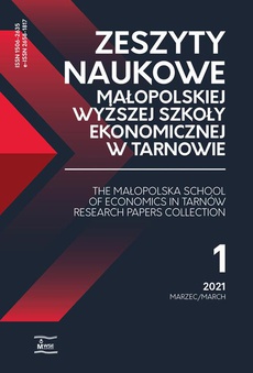 The cover of the book titled: Zeszyty Naukowe Małopolskiej Wyższej Szkoły Ekonomicznej w Tarnowie 1/2021