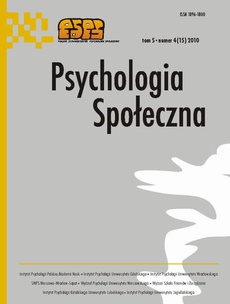 The cover of the book titled: Psychologia Społeczna nr 4(15)/2010