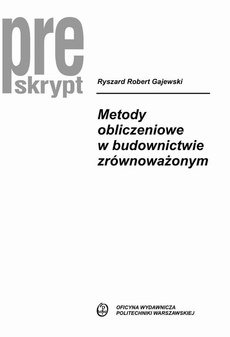 The cover of the book titled: Metody obliczeniowe w budownictwie zrównoważonym