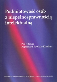 Обложка книги под заглавием:Podmiotowość osób z niepełnosprawnością intelektualną