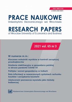 The cover of the book titled: Prace Naukowe Uniwersytetu Ekonomicznego we Wrocławiu 65/3. Kluczowe wskaźniki wyników w kontroli zarządczej przedsiębiorstw