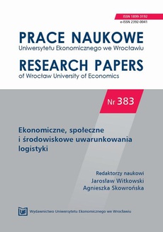 The cover of the book titled: Ekonomiczne, społeczne i środowiskowe uwarunkowania logistyki. PN 383