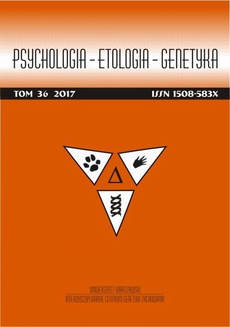 Обложка книги под заглавием:Psychologia-Etologia-Genetyka nr 36/2017