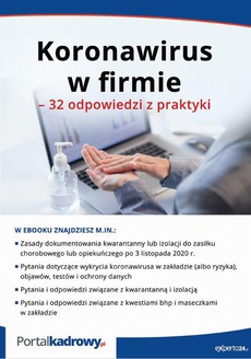 The cover of the book titled: Koronawirus w firmie – 32 odpowiedzi na pytania pracodawców