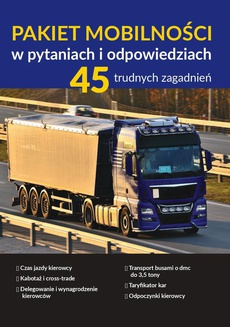 The cover of the book titled: Pakiet mobilności w pytaniach i odpowiedziach. 45 trudnych zagadnień