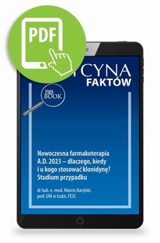 The cover of the book titled: Nowoczesna farmakoterapia A.D. 2023 – dlaczego, kiedy i u kogo stosować klonidynę? Studium przypadku