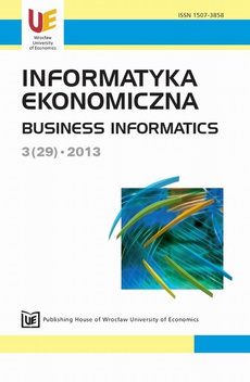 The cover of the book titled: Informatyka Ekonomiczna 2013, nr 3(29)
