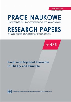 The cover of the book titled: Prace Naukowe Uniwersytetu Ekonomicznego we Wrocławiu nr 476. Local and Regional Economy in Theory and Practise