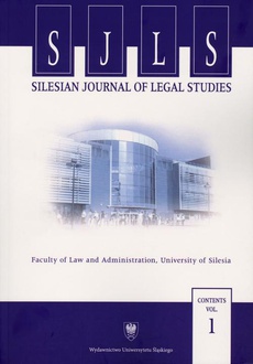 The cover of the book titled: „Silesian Journal of Legal Studies”. Contents Vol. 1