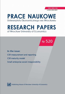 Обложка книги под заглавием:Prace Naukowe Uniwersytetu Ekonomicznego we Wrocławiu nr. 520. CSR measurement and reporting