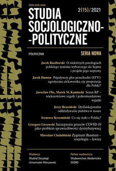 Okładka książki o tytule: Studia Socjologiczno-Polityczne 2(15) 2021