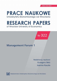 Обложка книги под заглавием:Prace Naukowe Uniwersytetu Ekonomicznego we Wrocławiu nr 322. Management Forum 1