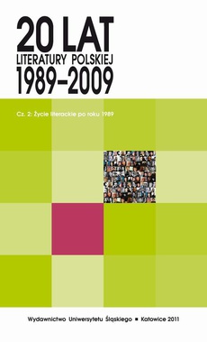 Обложка книги под заглавием:20 lat literatury polskiej 1989-2009. Cz. 2: Życie literackie po roku 1989