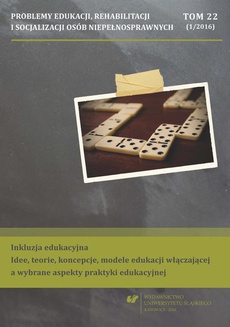 The cover of the book titled: „Problemy Edukacji, Rehabilitacji i Socjalizacji Osób Niepełnosprawnych”. T. 22, nr 1/2016