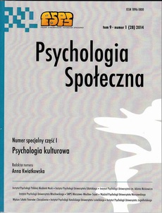 The cover of the book titled: Psychologia Społeczna nr 1(28)/2014