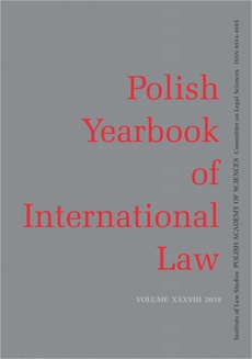 Okładka książki o tytule: 2018 Polish Yearbook of International Law vol. XXXVIII