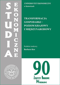 The cover of the book titled: Transformacja gospodarki - poziom krajowy i międzynarodowy. SE 90