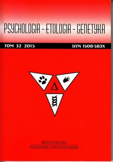 The cover of the book titled: Psychologia-Etologia-Genetyka nr 32/2015