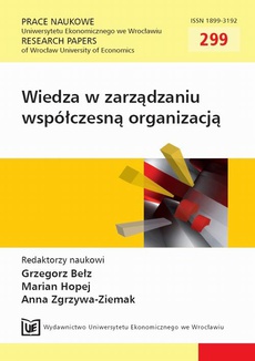 Обложка книги под заглавием:Wiedza w zarządzaniu współczesną organizacją. PN 299