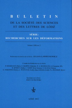 The cover of the book titled: Bulletin de la Société des sciences et des lettres de Łódź, Série: Recherches sur les déformations  t. 63 z. 2