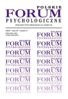 Обложка книги под заглавием:Polskie Forum Psychologiczne tom 24 numer 4
