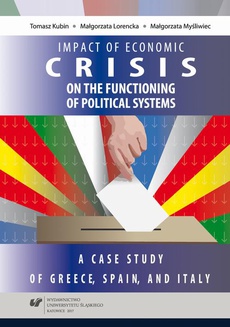 The cover of the book titled: Impact of economic crisis on the functioning of political systems. A case study of Greece, Spain, and Italy