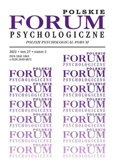 The cover of the book titled: Polskie Forum Psychologiczne tom 27 numer 2