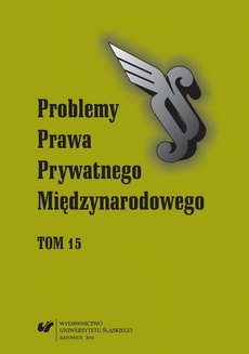 The cover of the book titled: „Problemy Prawa Prywatnego Międzynarodowego”. T. 15