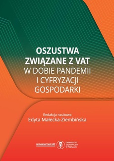 Обложка книги под заглавием:Oszustwa związane z VAT w dobie pandemii i cyfryzacji gospodarki