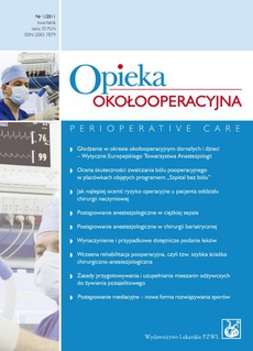 The cover of the book titled: Opieka okołooperacyjna, 1/2011