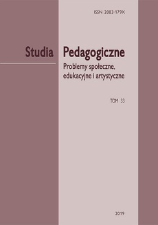 Okładka książki o tytule: „Studia Pedagogiczne. Problemy społeczne, edukacyjne i artystyczne”, t. 33