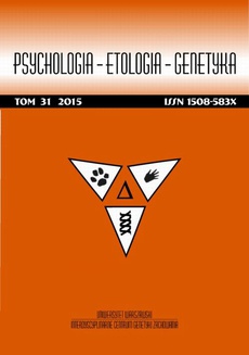 The cover of the book titled: Psychologia-Etologia-Genetyka nr 31/2015