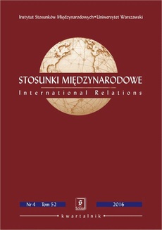 The cover of the book titled: Stosunki Międzynarodowe nr 4(52)/2016