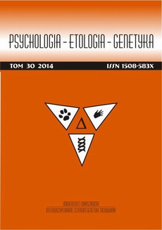 Обложка книги под заглавием:Psychologia-Etologia-Genetyka nr 30/2014