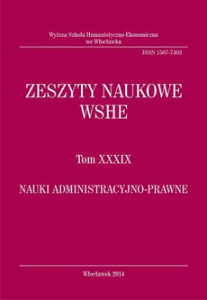 Okładka książki o tytule: Zeszyty Naukowe WSHE, t. XXXIX, Nauki Administracyjno-Prawne
