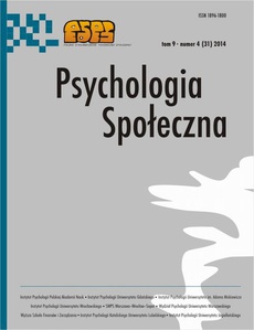 Okładka książki o tytule: Psychologia Społeczna nr 4(31)/2014