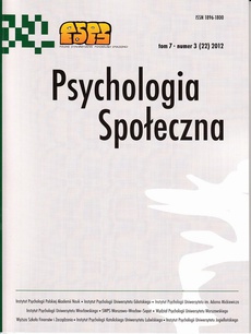 Okładka książki o tytule: Psychologia Społeczna nr 3 (22) 2012