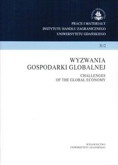 The cover of the book titled: Wyzwania gospodarki globalnej. Prace i materiały Instytutu Handlu Zagranicznego Uniwersytetu Gdańskiego 31/2