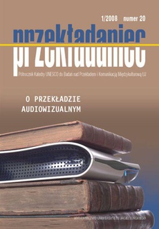 The cover of the book titled: O przekładzie audiowizualnym. Przekładaniec, nr 20